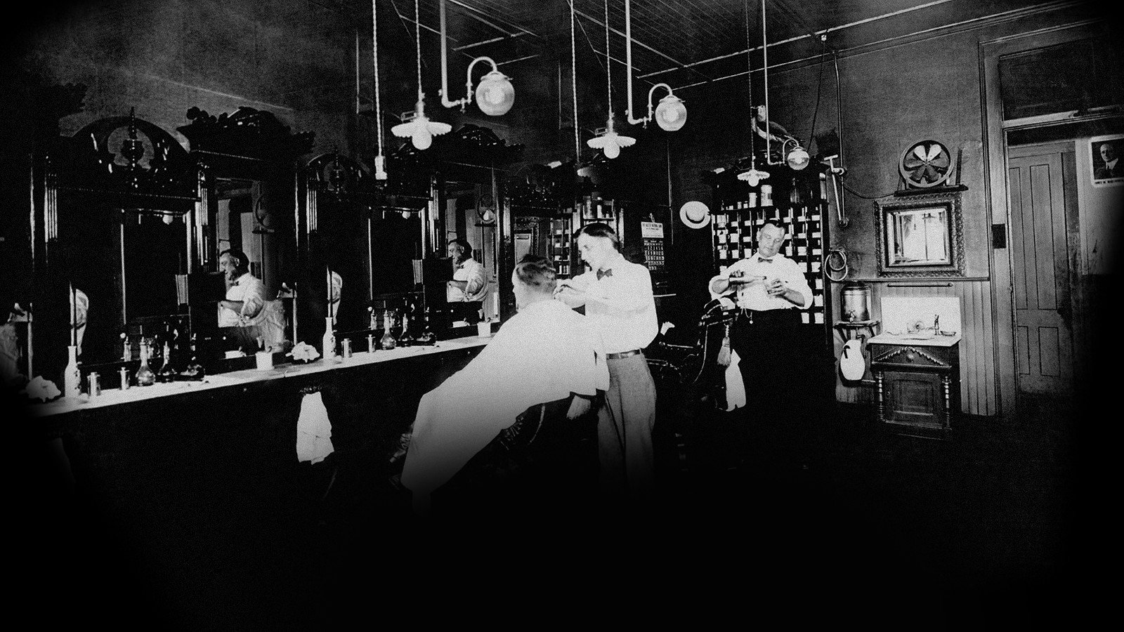 Klassieke barbershop in zwart-wit